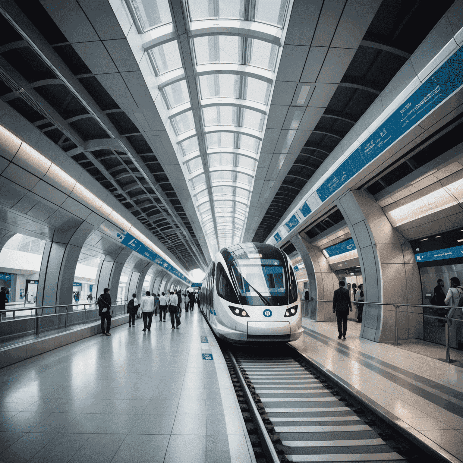 Dubai Metro station with futuristic design and autonomous trains